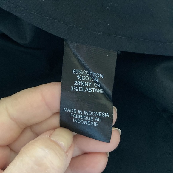 Tahari Button Down Shirt, Blouse, Black, Cotton, Elasthane - Picture 5 of 5